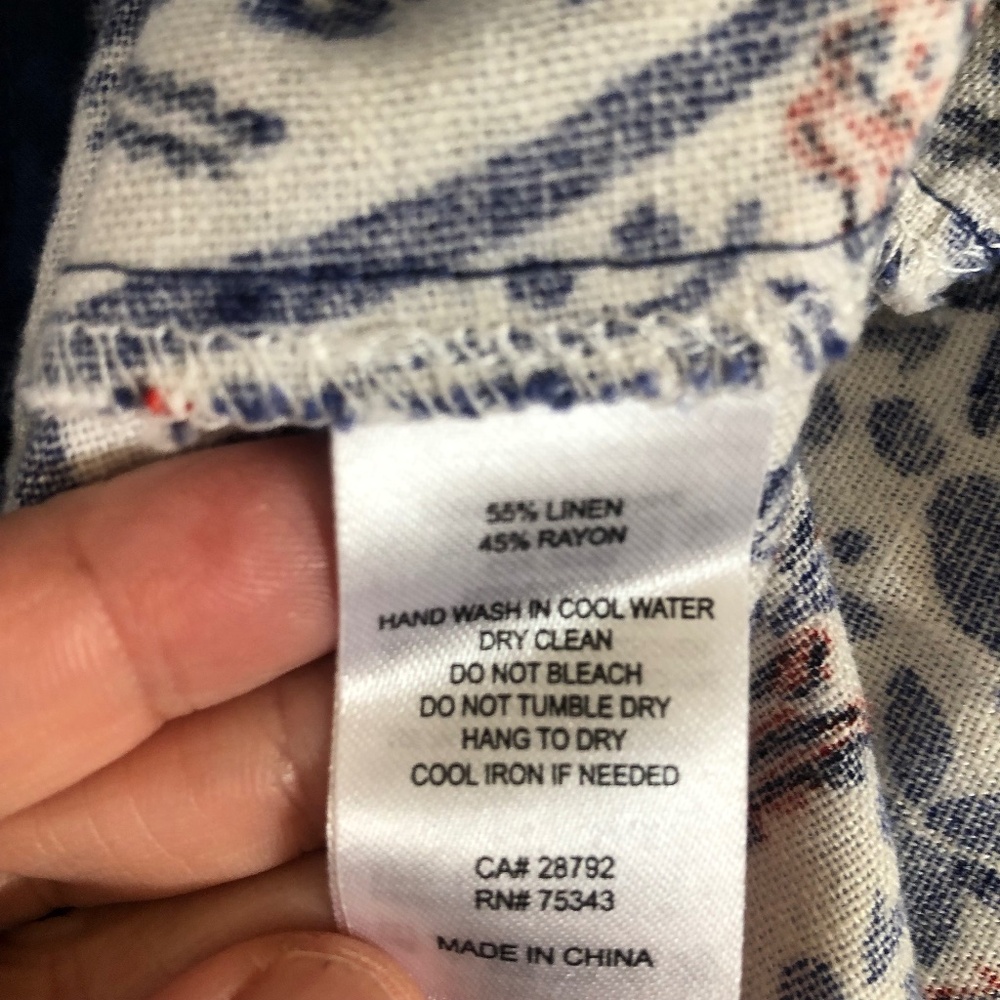 Joie Boho Linen Blend Floral Shorts Blue White Beaded Tassel Women’s SizeL - Picture 6 of 6